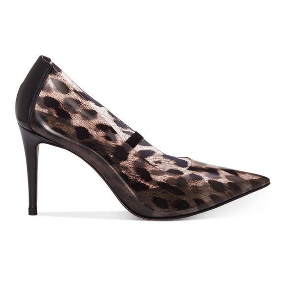 Vince Camuto Anessta Semi-Clear Leopard Print Pointed Toe Pump Heels size 6.5 - Picture 2 of 9